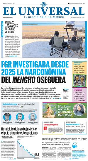 Prima pagina El Universal di oggi - Quotidiano estero