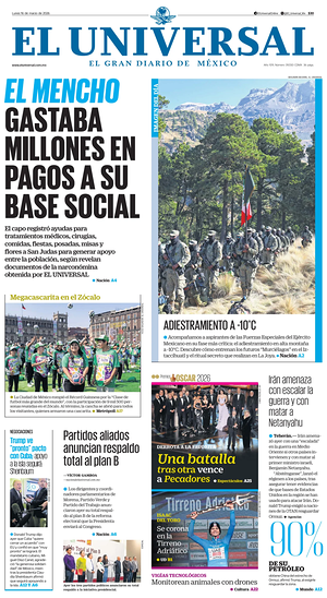 Prima pagina El Universal di oggi - Quotidiano estero