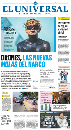 Prima pagina El Universal di oggi - Quotidiano estero