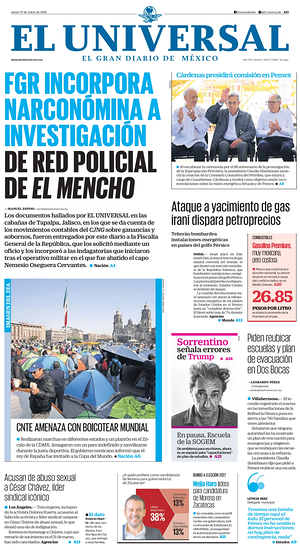 Prima pagina El Universal di oggi - Quotidiano estero