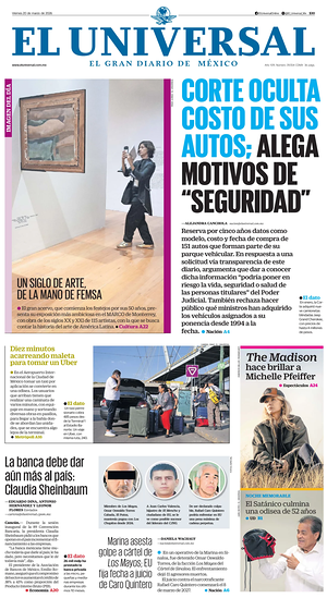 Prima pagina El Universal di oggi - Quotidiano estero