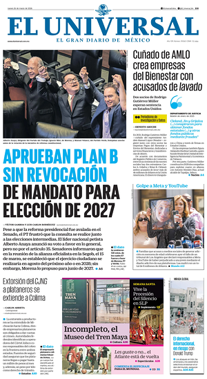 Prima pagina El Universal di oggi - Quotidiano estero