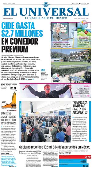 Prima pagina El Universal di oggi - Quotidiano estero