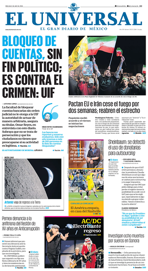 Prima pagina El Universal di oggi - Quotidiano estero