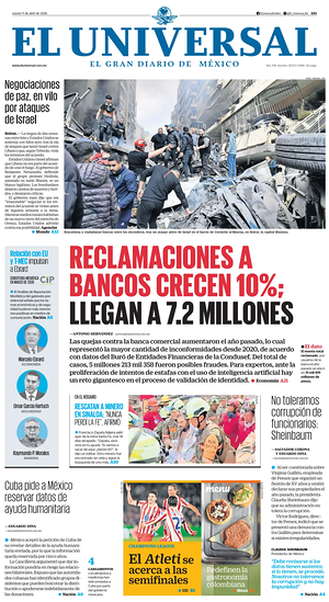 Prima pagina El Universal di oggi - Quotidiano estero
