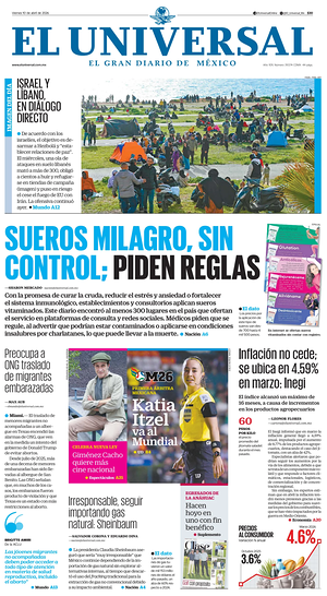 Prima pagina El Universal di oggi - Quotidiano estero