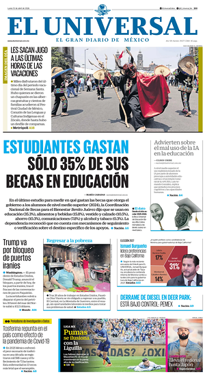 Prima pagina El Universal di oggi - Quotidiano estero