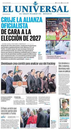 Prima pagina El Universal di oggi - Quotidiano estero