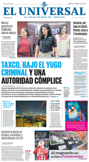 Prima pagina El Universal di oggi - Quotidiano estero