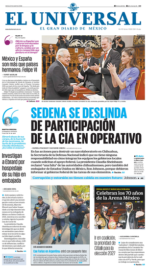 Prima pagina El Universal di oggi - Quotidiano estero