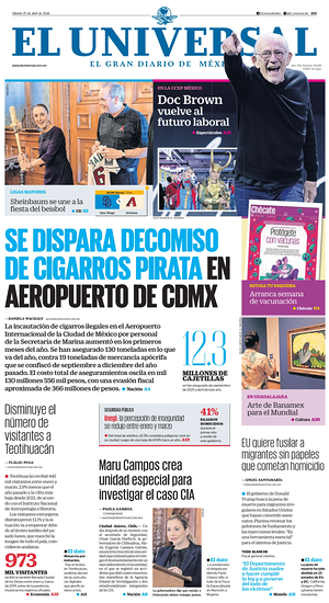 Prima pagina El Universal di oggi - Quotidiano estero