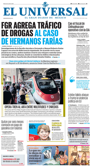 Prima pagina El Universal di oggi - Quotidiano estero