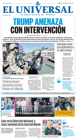 Prima pagina El Universal di oggi - Quotidiano estero