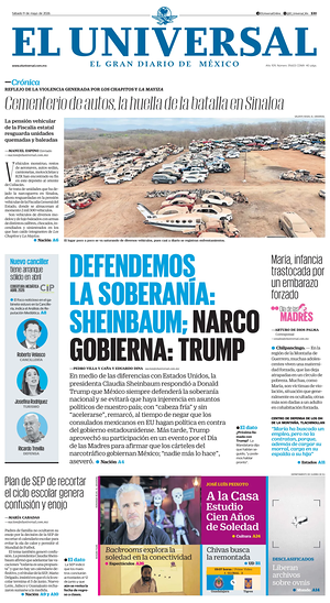 Prima pagina El Universal di oggi - Quotidiano estero