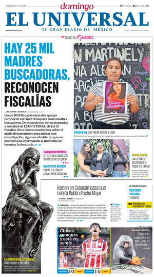 Prima pagina El Universal di oggi - Quotidiano estero