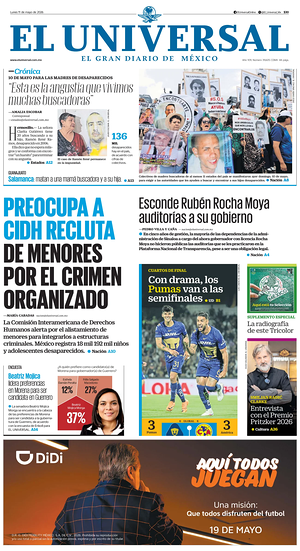 Prima pagina El Universal di oggi - Quotidiano estero