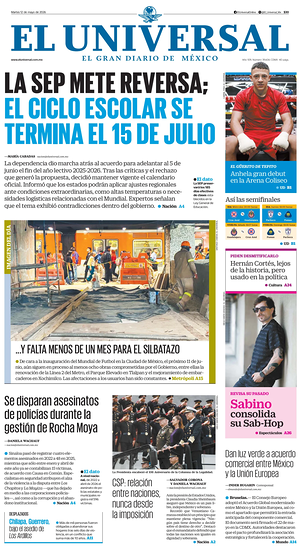 Prima pagina El Universal di oggi - Quotidiano estero