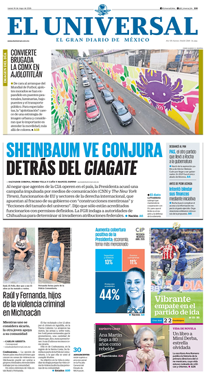 Prima pagina El Universal di oggi - Quotidiano estero