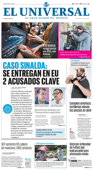 Prima pagina El Universal di oggi - Quotidiano estero