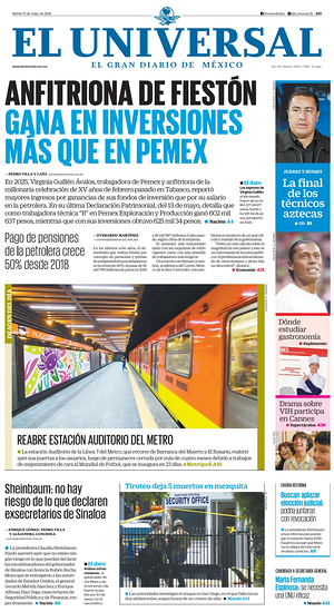 Prima pagina El Universal di oggi - Quotidiano estero