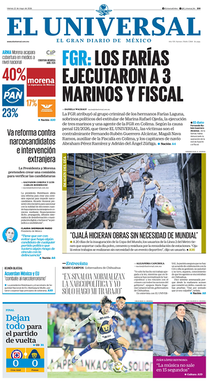 Prima pagina El Universal di oggi - Quotidiano estero