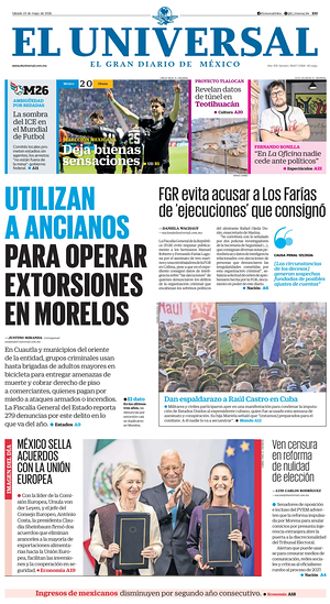 Prima pagina El Universal di oggi - Quotidiano estero