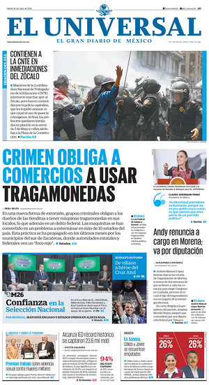 Prima pagina El Universal di oggi - Quotidiano estero
