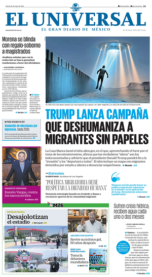 Prima pagina El Universal di oggi - Quotidiano estero