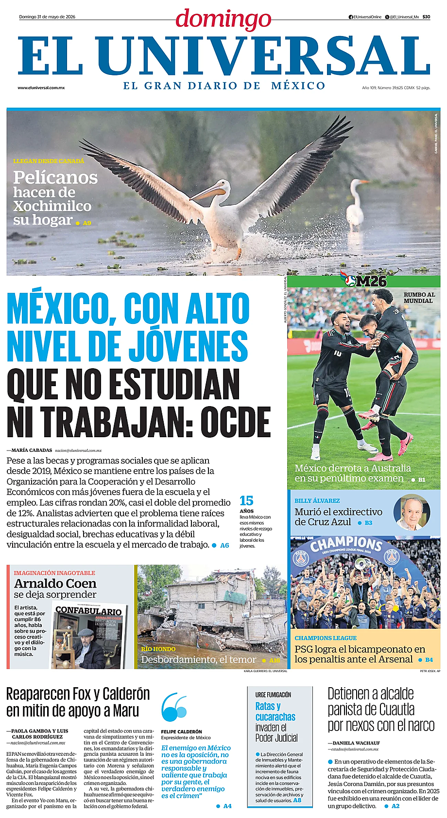 Prima pagina El Universal di oggi - Edicola 31 Maggio 2026