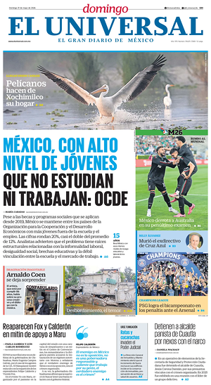 Prima pagina El Universal di oggi - Quotidiano estero
