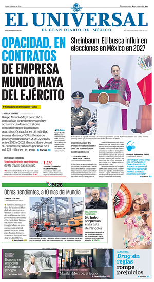 Prima pagina El Universal di oggi - Quotidiano estero