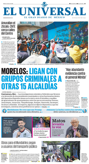 Prima pagina El Universal di oggi - Quotidiano estero