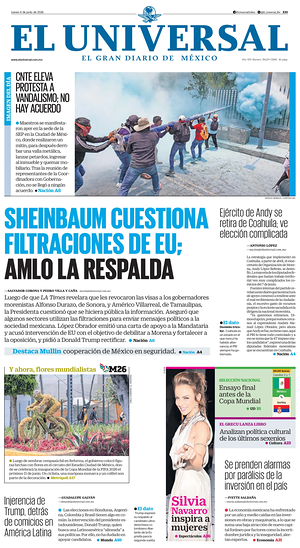 Prima pagina El Universal di oggi - Quotidiano estero