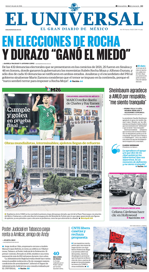 Prima pagina El Universal di oggi - Quotidiano estero