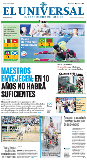Prima pagina El Universal di oggi - Quotidiano estero