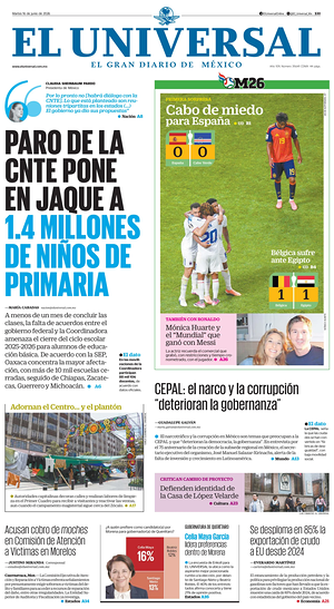 Prima pagina El Universal di oggi - Quotidiano estero