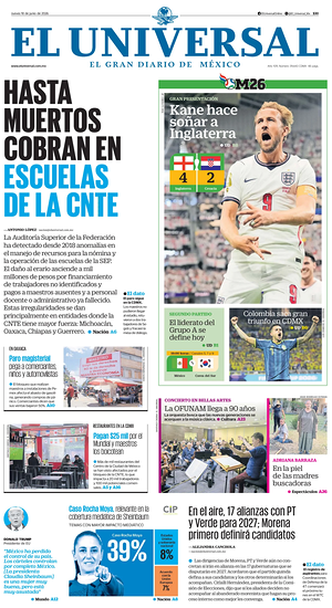 Prima pagina El Universal di oggi - Quotidiano estero