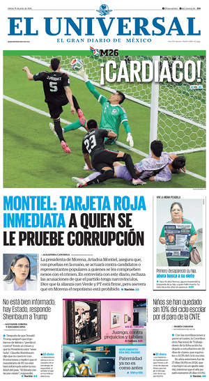 Prima pagina El Universal di oggi - Quotidiano estero