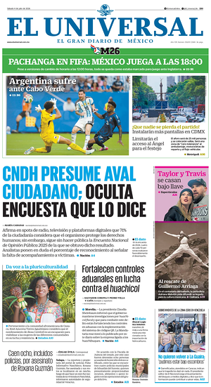 Prima pagina El Universal di oggi - Quotidiano estero