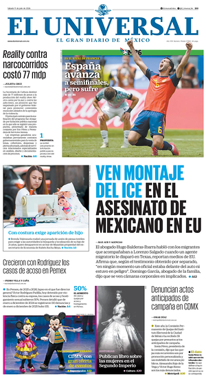Prima pagina El Universal di oggi - Quotidiano estero