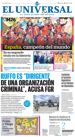 Prima pagina El Universal di oggi - Quotidiano estero