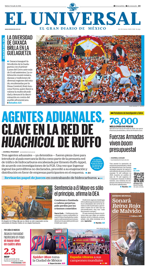 Prima pagina El Universal di oggi - Quotidiano estero