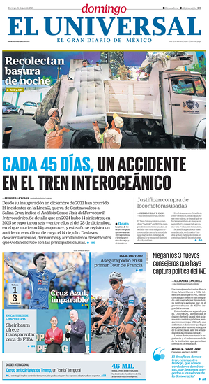 Prima pagina El Universal di oggi - Quotidiano estero