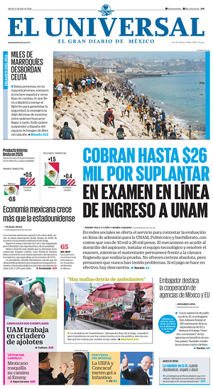 Prima pagina El Universal di oggi - Quotidiano estero
