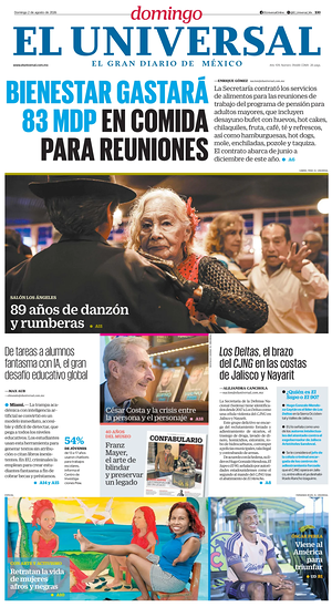 Prima pagina El Universal di oggi - Quotidiano estero