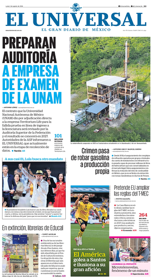 Prima pagina El Universal di oggi - Quotidiano estero