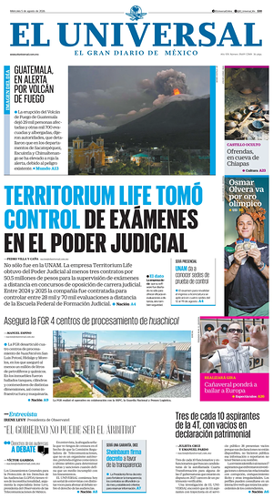 Prima pagina El Universal di oggi - Quotidiano estero