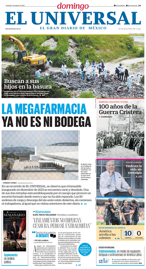 Prima pagina El Universal di oggi - Quotidiano estero