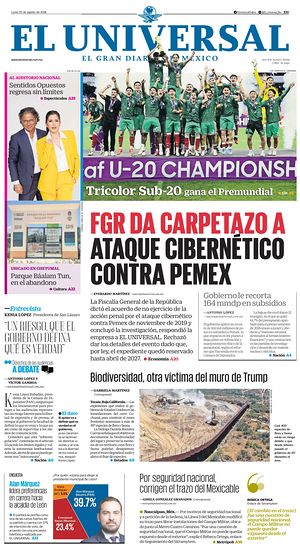 Prima pagina El Universal di oggi - Quotidiano estero
