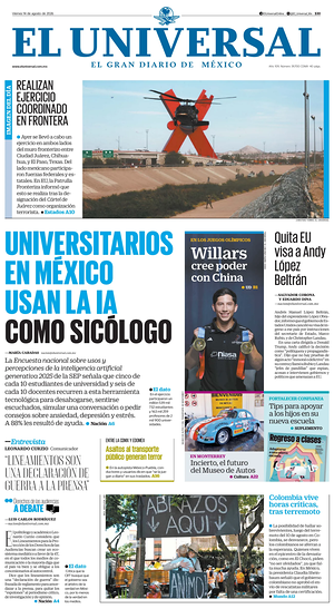 Prima pagina El Universal di oggi - Quotidiano estero